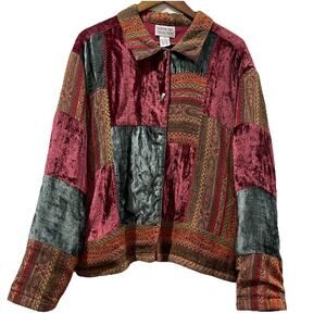 Vintage Tantrums Collection Velvet Jacket Size XL Tapestry Whimsical